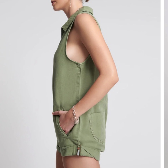 One Teaspoon | Khaki Mini Braxton Overalls - Picture 2 of 10